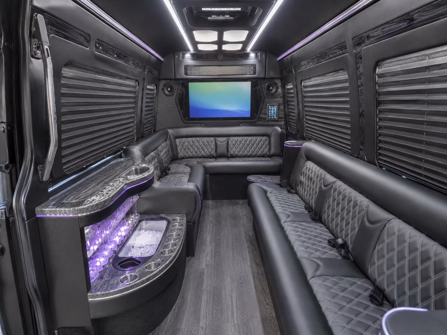 norwalk 28 passenger party bus inside